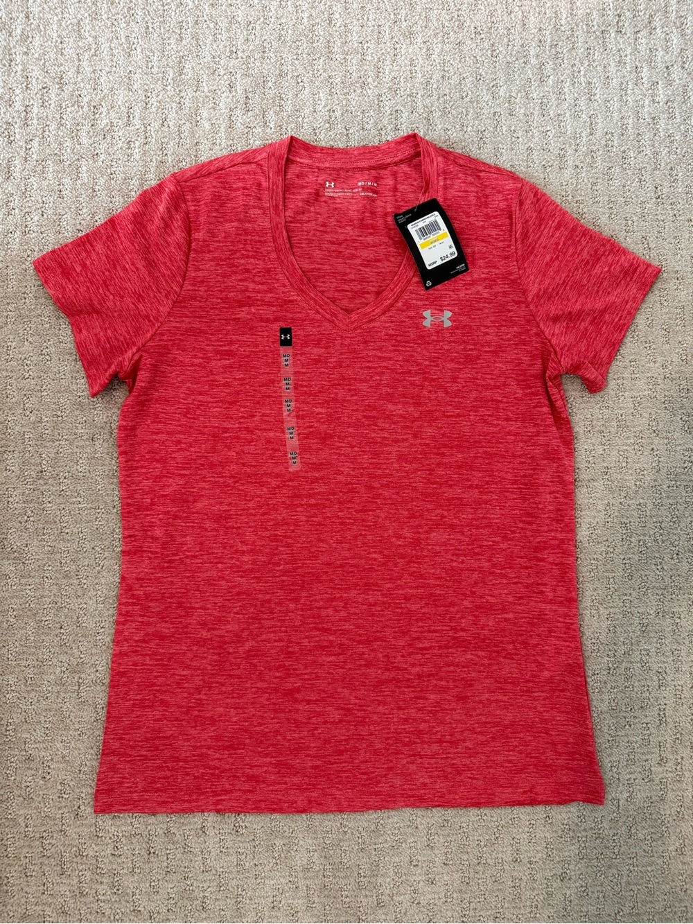 Under Armour Women’s Red Heather V-Neck Performance Tee